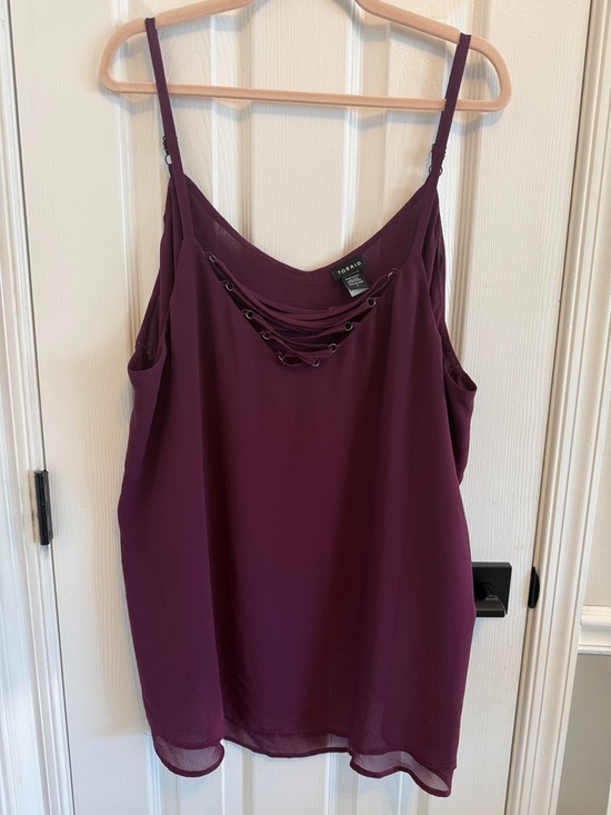 Tops - Torrid Burgundy Georgette Lace Up Cami Top Sz 3X